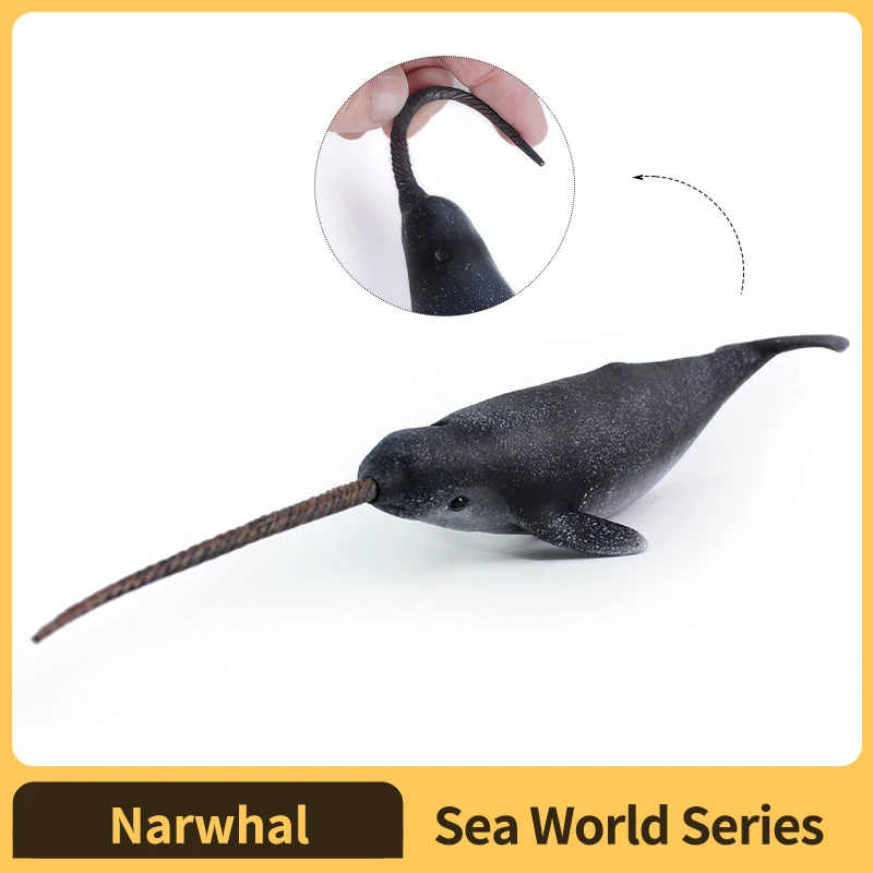 Sea Life Narwhal Toy Figure Hand Painted Model animal figurines Whale model Fun Educational Play Toy for Boys, Girls & Kids