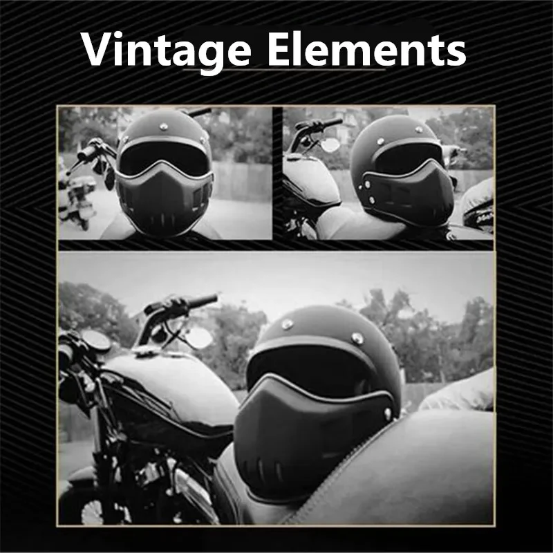 

Gloss White Retro Motorcycle Helmet Full-Helmet Personality Combination Composite Material Half Helmet for Bikers