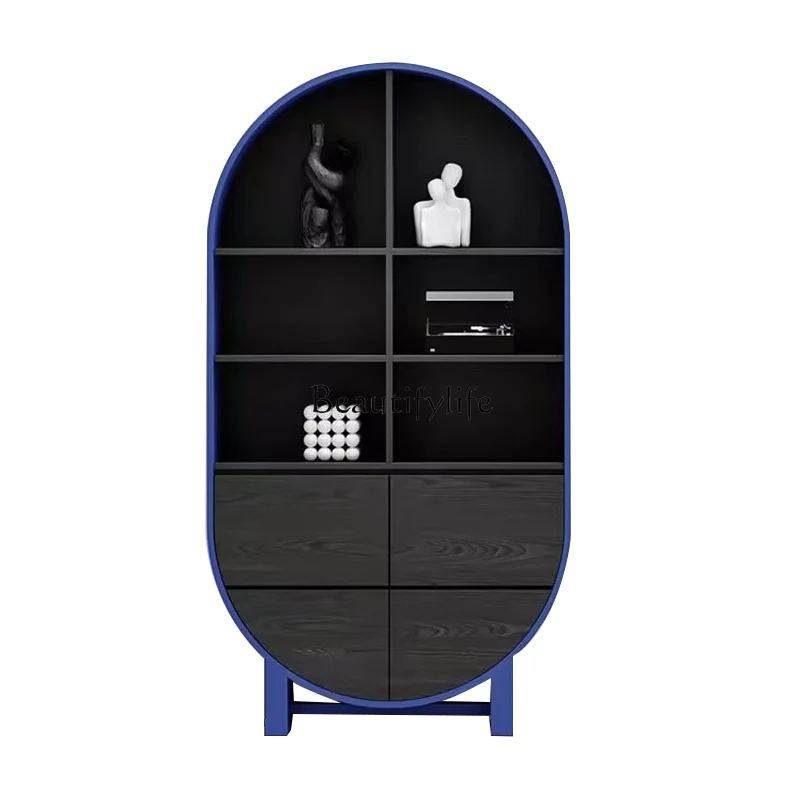 

Solid wood living room display cabinet, high-end bookshelf integrated wall creative storage cabinet