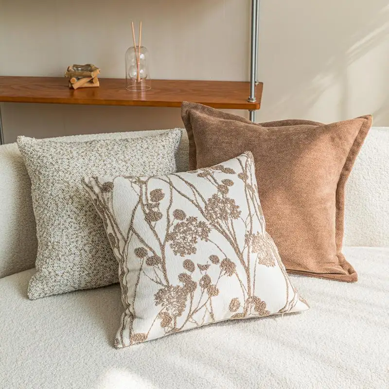 Luxury Cushion Cover 45x45cm Milk Coffee Colored Dandelion Pillow Case For Home Hotel Bed Living Room Sofa