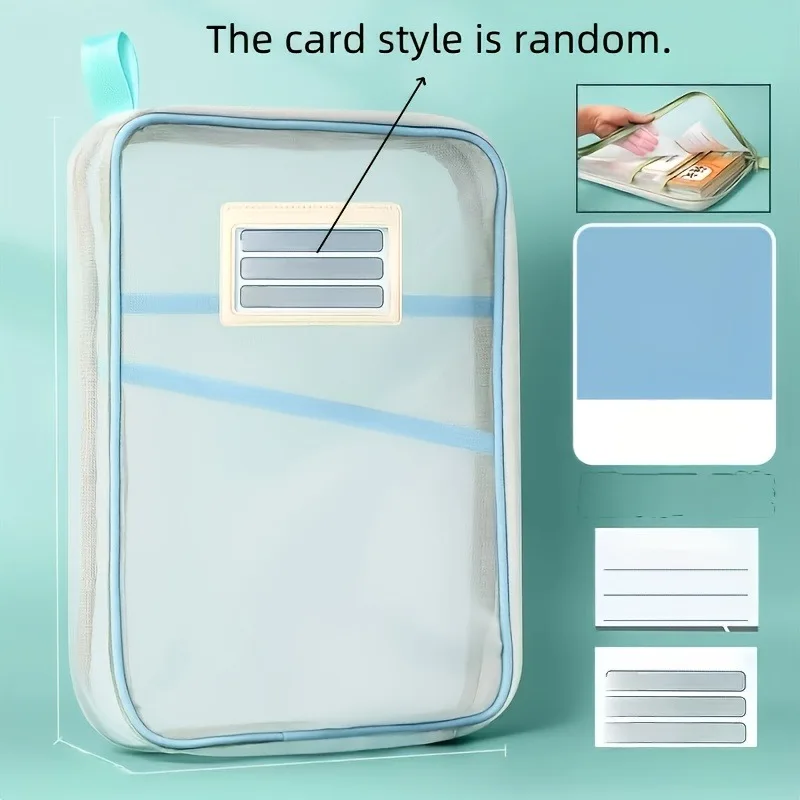 A4-Aktentasche mit Reißverschluss, Nylon-Dokumentenaufbewahrung, drei Schichten, dicker Netzstoff, transparente Tasche für Bücher, Büro, Studentenbedarf