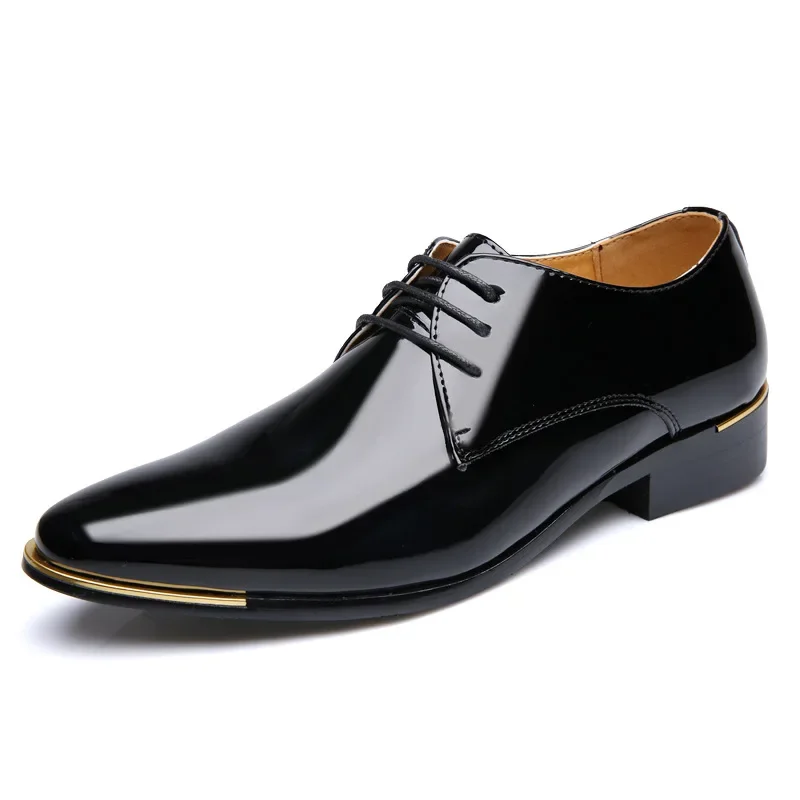 Men\'s Pointed Leather Shoes Formal Dress Shoe Creative Large Business Wedding Men\'s Shoes Sapato Social Masculino Patent Leather