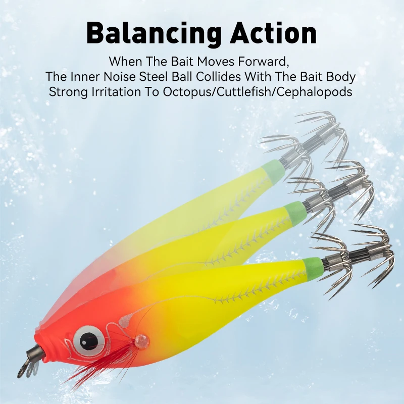 LEYDUN Luminous Horizontal Squid Jig Wood Shrimp Squid Hook 5pcs Fishing Lures LEYDUN Octopus Cuttlefish Shrimp Saltwater Baits 썸네일 4
