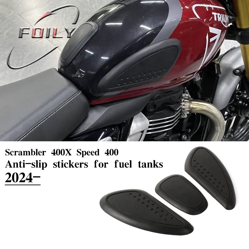 Motorcycle Side Fuel Oil Tank Pad Top Gas Protector Sticker Pads Waterproof Rubber Pad For Scrambler 400X Speed 400 2024 2025