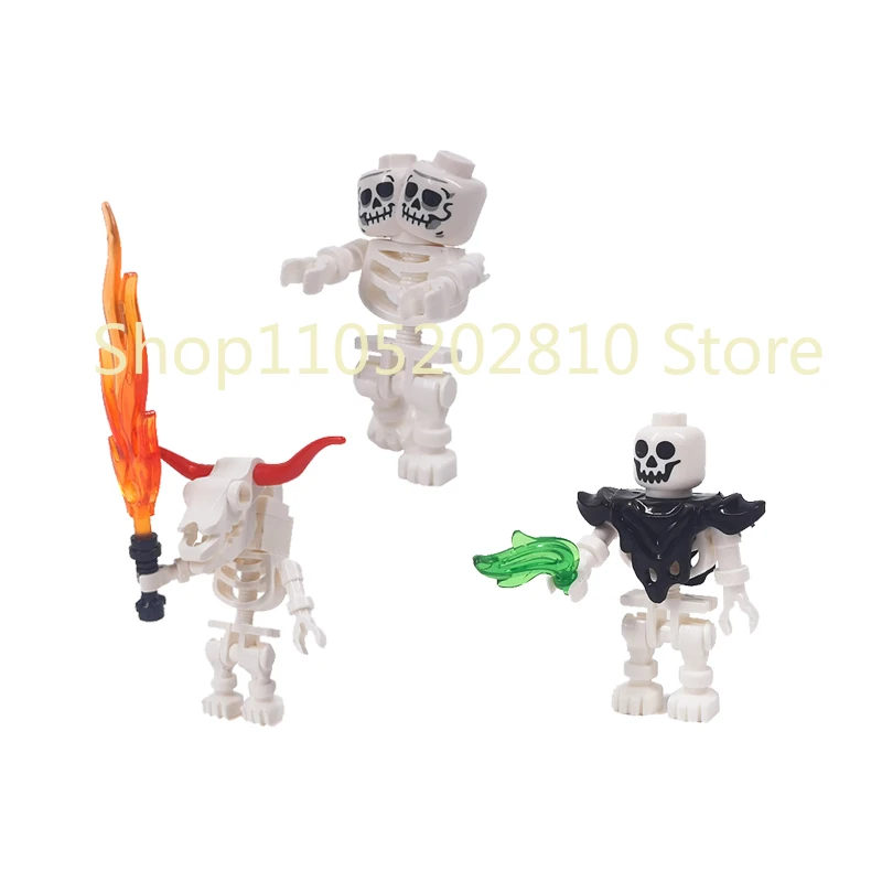 Halloween Totenkopf MOC Figuren Bausteine Mittelalterliches Skelett Ritter Armee DIY Integrierte Mini-Bausteine Buntes Dekoratives Spielzeug Geschenk