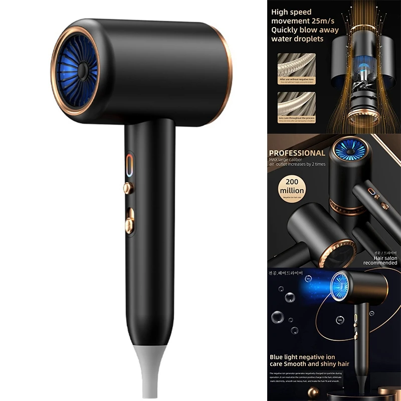 3Th Gear Professional Hair Dryer Negative Ionic Blow Dryer Hot Cold Wind Air Brush Hair Dryer Salon Tool-ABLE