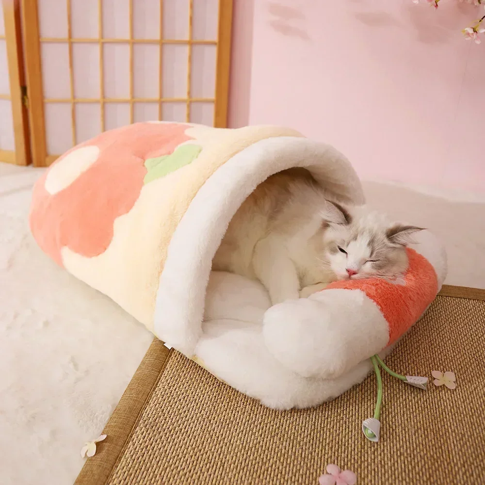 Cat Nest Winter Warm Semi-Enclosed Mat Pet Bed Cat Bed Kitten Quilt Pet Sleeping Bag Cat Supplies Less than Beds Dog