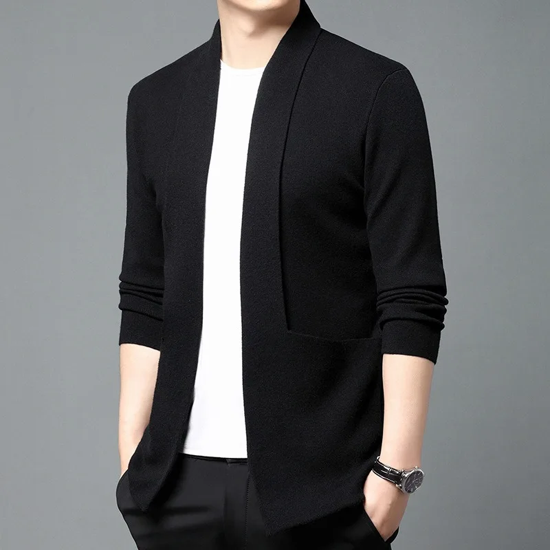 Cardigan Knitted Sweaters for Man Korean Style Turned Down Collar Jackets Sweater High Quality Casual Winter Warmer Knit Clothes