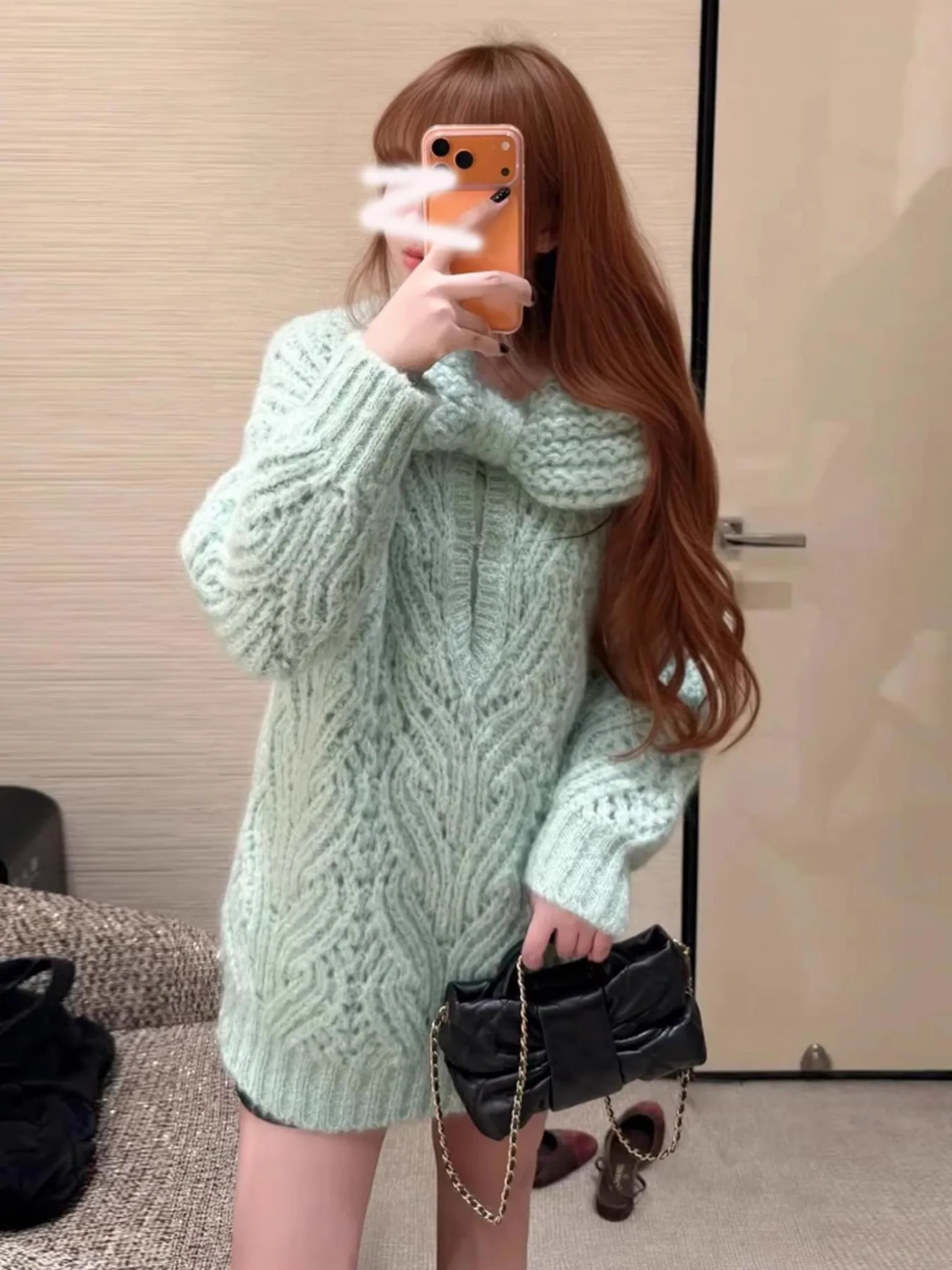 

Korean Style Loose Knitted Sweater Women's Fashion Sensation Luxury Lazy Style High End Feeling Button up Long Sleeve Sweater