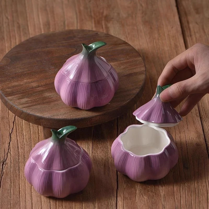 Purple Onion Ceramic Candy Jar Luxury Storage Kitchen Home Decoration Ceramic Onion Modeling Storage Jar Kitchen Tableware