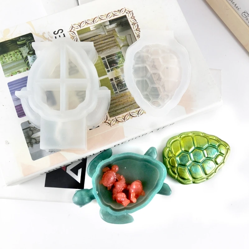 Turtle Shape Resin Molds Tortoise Storage Box Molds with Lid Soap Holder Silicone Mold Jewelry Box Making DIY Crafts