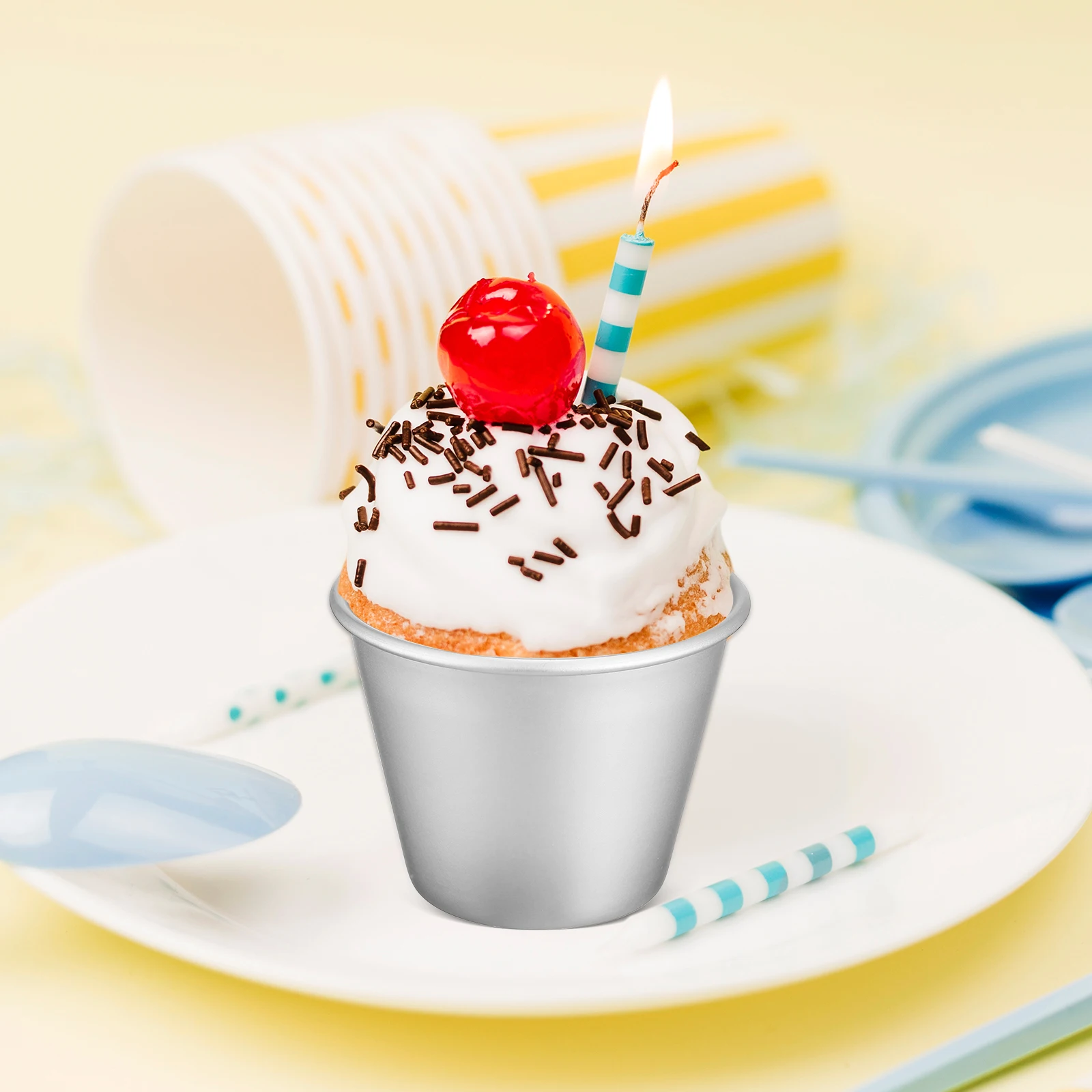 

8 pcs Baking Cups Aluminum Alloy Pudding Muffin Cupcake Bread Cupcake Cups Mold Liners Bread Mold Kitchen Tools