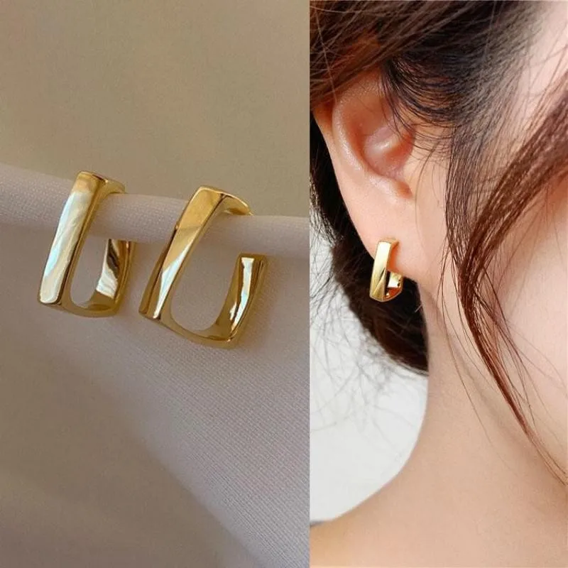 Vintage Fashion Geometric Earrings For Women Jewelry New Round Heat Circle C-shape Wedding Party Gold Color Earrings Pendientes