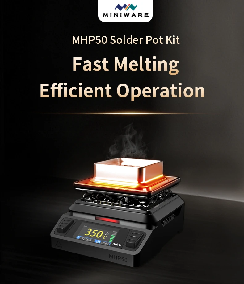 Offcial MINIWARE MHP50 Mini Solder Pot MHP50-C5 Rapid Heating LCD Display MAX 150W DC/PD3.1APP Mobile Control