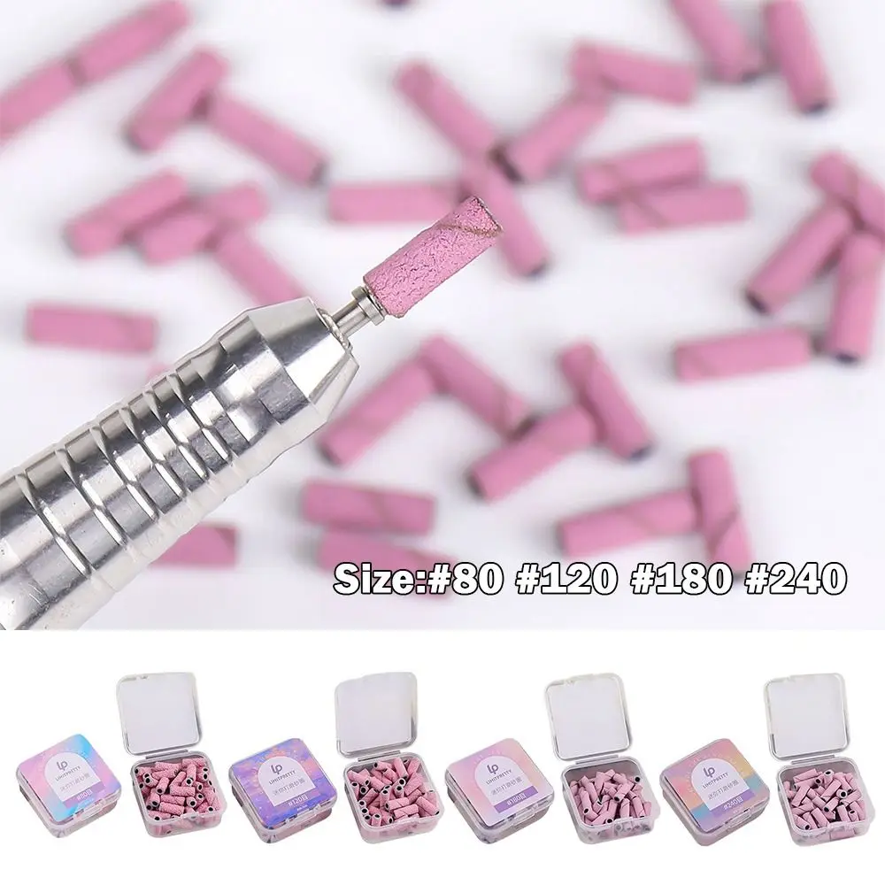#80 #120 #180 #240 Nail Sanding Cap Bearing Sleeve Color Box Nail Grinding Bit DIY Nail Sanding Bands Foot Care