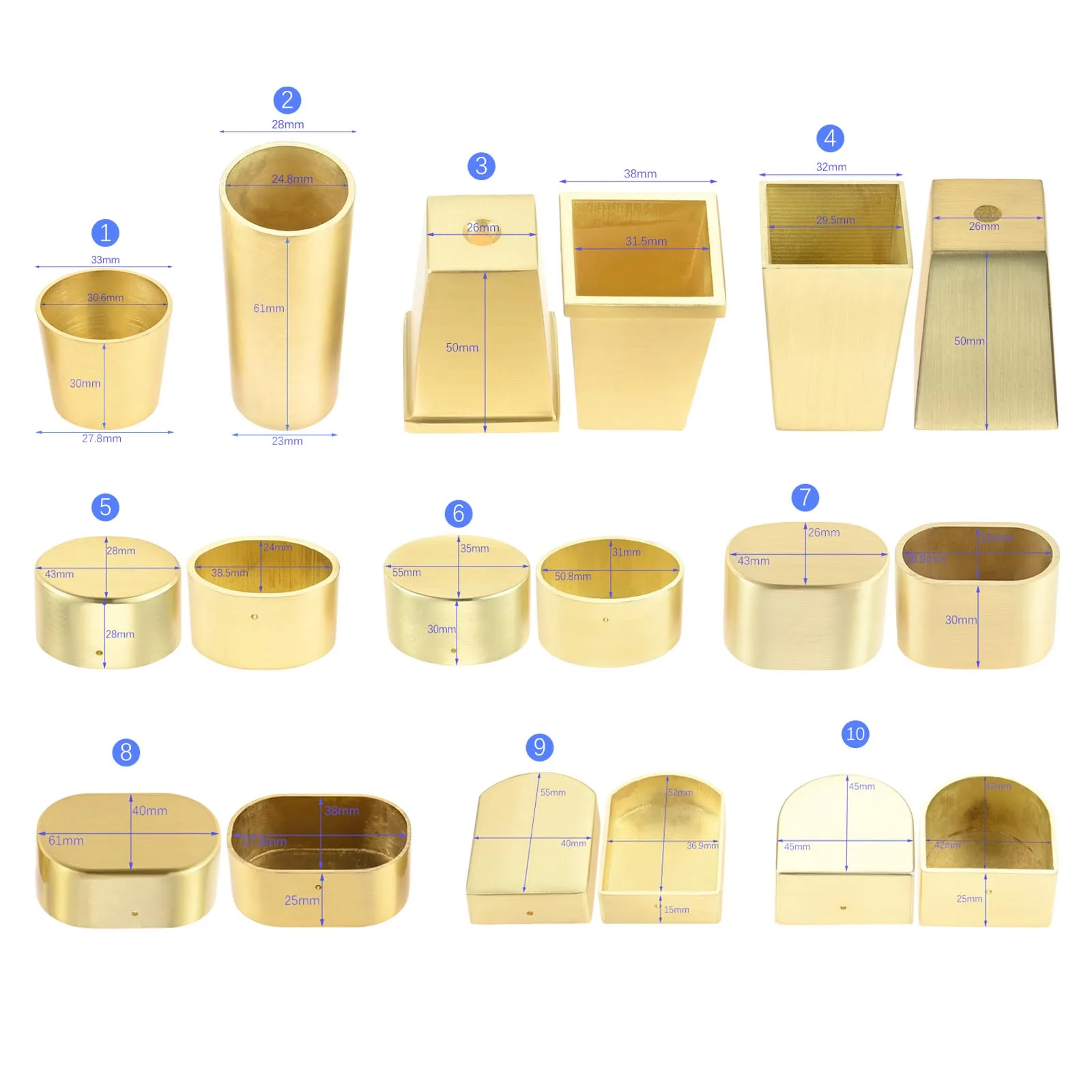 

1 Piece Zinc Alloy Chair Leg Cover Gold Furniture Leg Protector Cabinet Feet Taper Ferrules Bed Wardrobe Table Sofa Foot Cup Pad