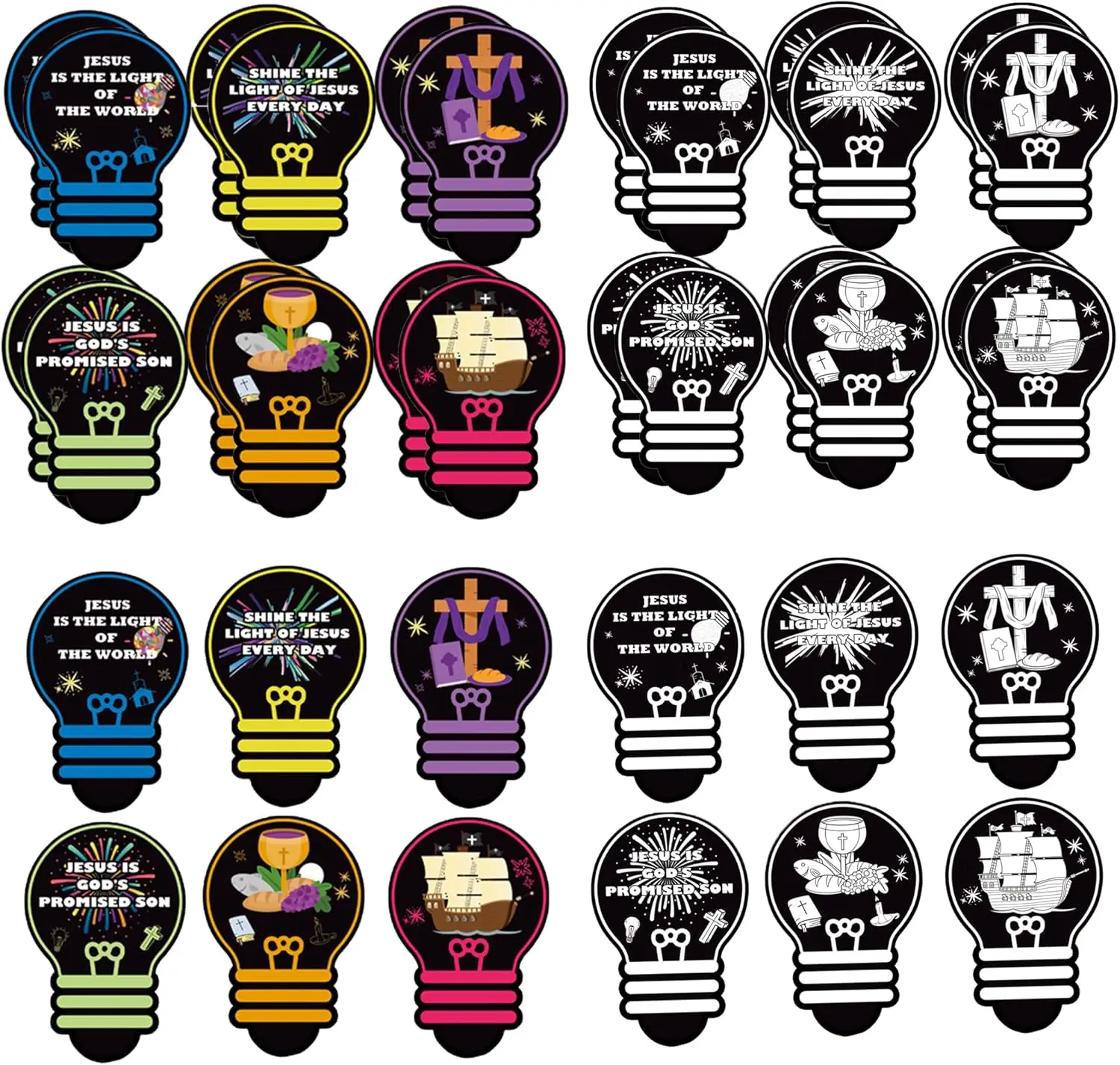 

Vbs 2026 Decor Large Light Bulb Stickers VBS Craft Christian Jesus Stickers 36 Pcs Light Bulb Classroom Wall Labels for Bulletin
