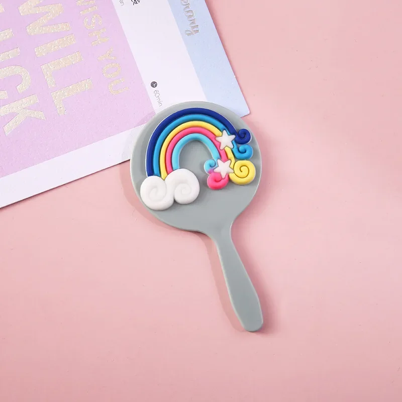 Mini Creative Cartoon Portable Makeup Mirror Ins Style Cute Girl Makeup Portable Handheld Mirror Маленькое зеркало