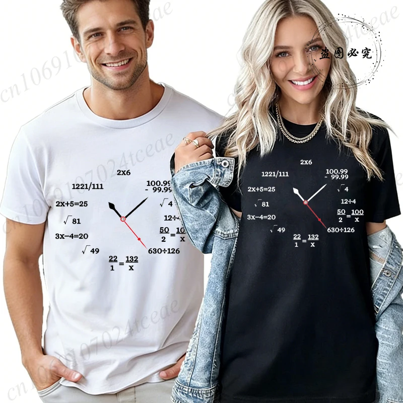 Mathematical Expressions Clock Shirt,Fun and Educational Math Graphic Geek Tee,Math Lover T-Shirts Short Sleeve Tops Cute Gift