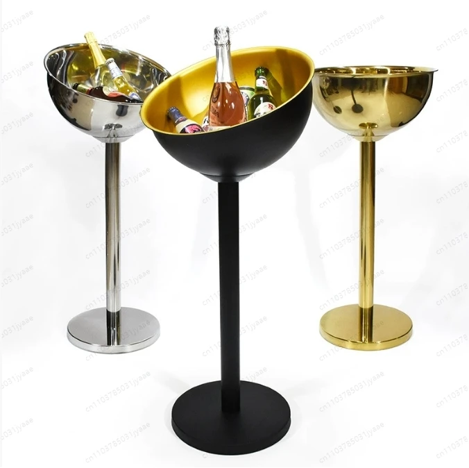 Floor-to-ceiling Stainless Steel Ice Basin, Light Luxury Bar Ice Bucket, Champagne Beer Vertical Bracket
