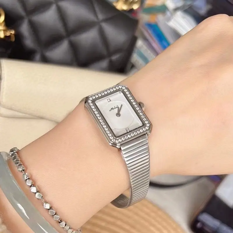 New Rectangular, Minimalist, Ultra-Thin, Exquisite And Fashionable Small Square Watch With Steel Or Leather Strap For Women.