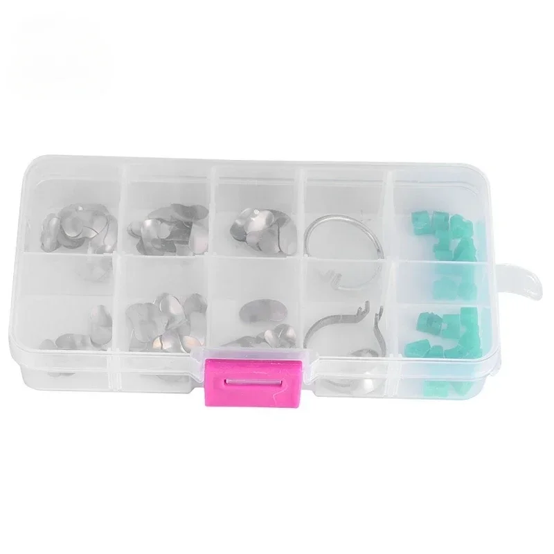 100Pcs / Box Dentals Sectional Contoured Matrices Matrices Ring Wedges Full Kit Plastic Metal Dentals Add-On Wedges