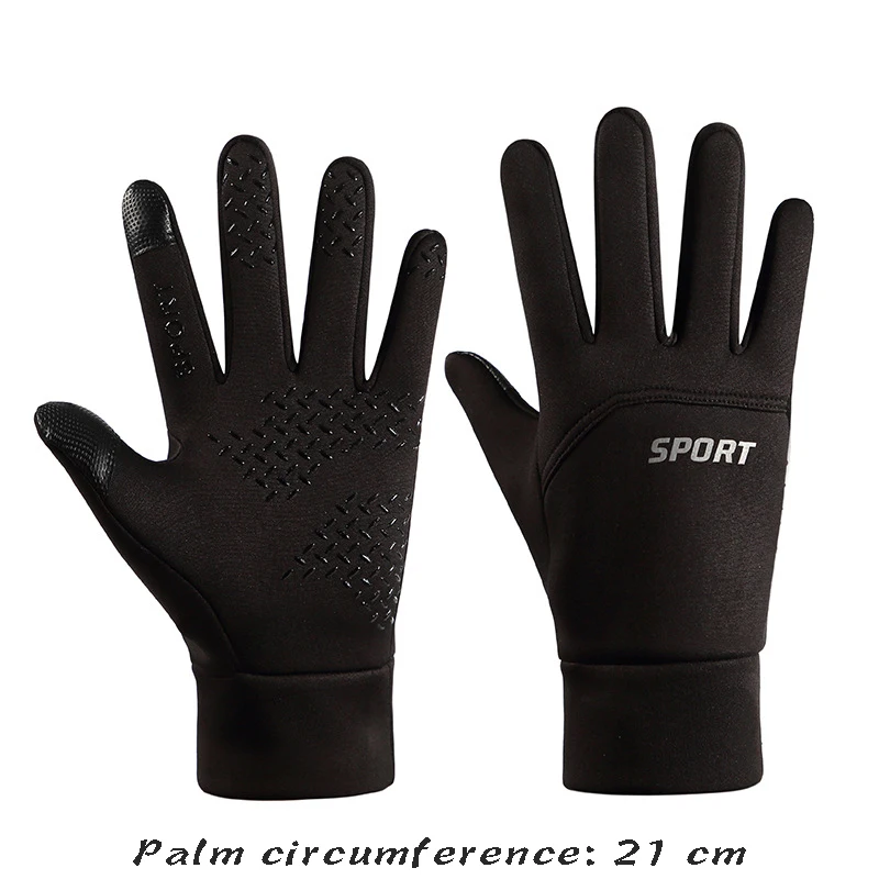 

High quality men women winter suede gloves fur lining hand warmer touch screen anti-slip 2023 driving gloves - black