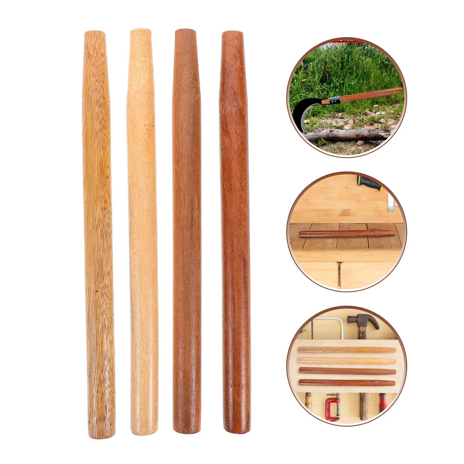 

4Pcs Hardwood Tool Handles Long Ergonomic Replacement for Axes Hoes Shovels Universal Garden Tool Handle Attachment Comfortable