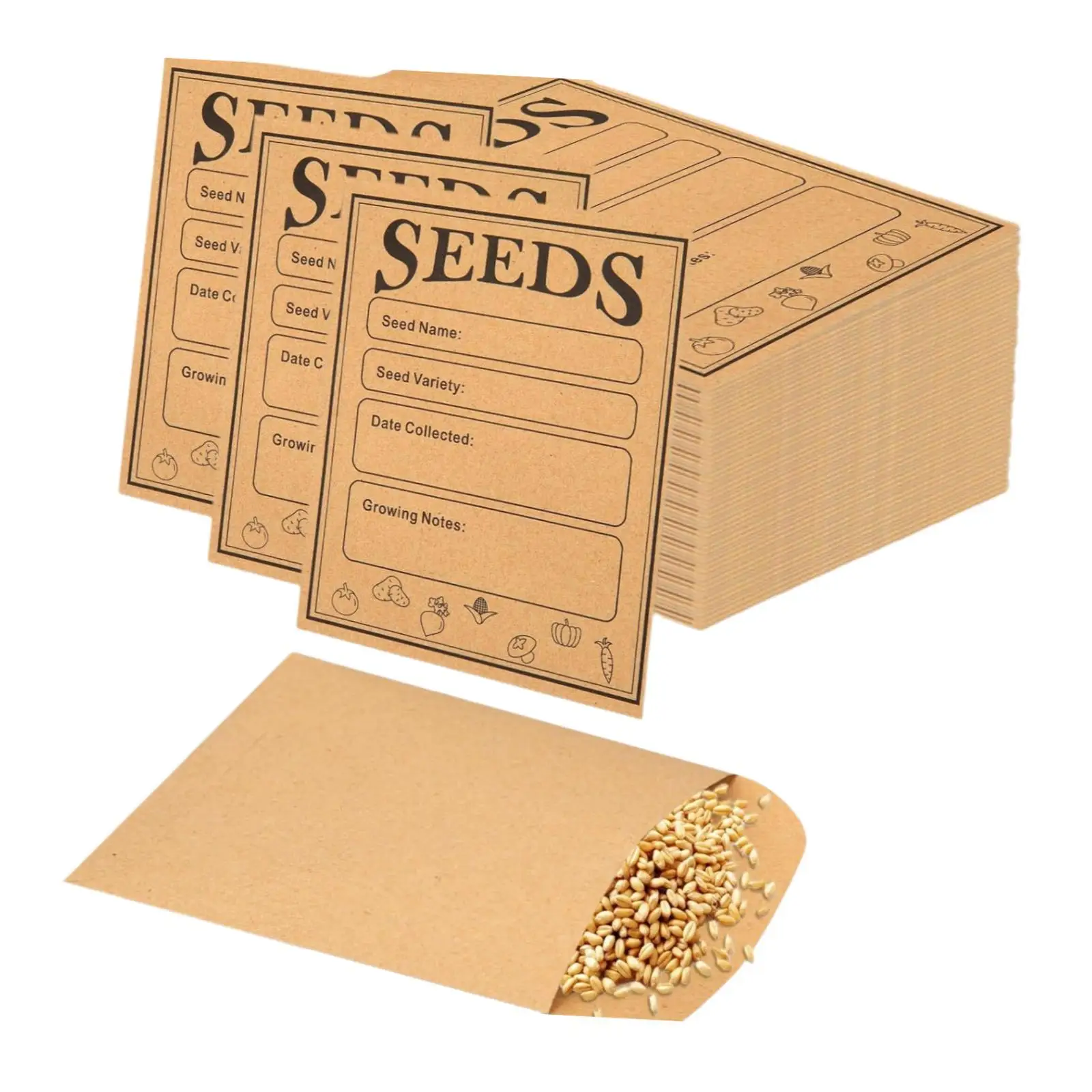 50 pièces petites enveloppes d'économie de graines petites enveloppes refermables pour plantes végétales graines de jardin collecte de stockage de fleurs de graines