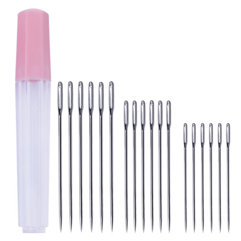 20/18PCS 3 Sizes Stainless Steel Large Eye Needles Cross Stitch Needles Embroidery Tool Household Sewing Tool