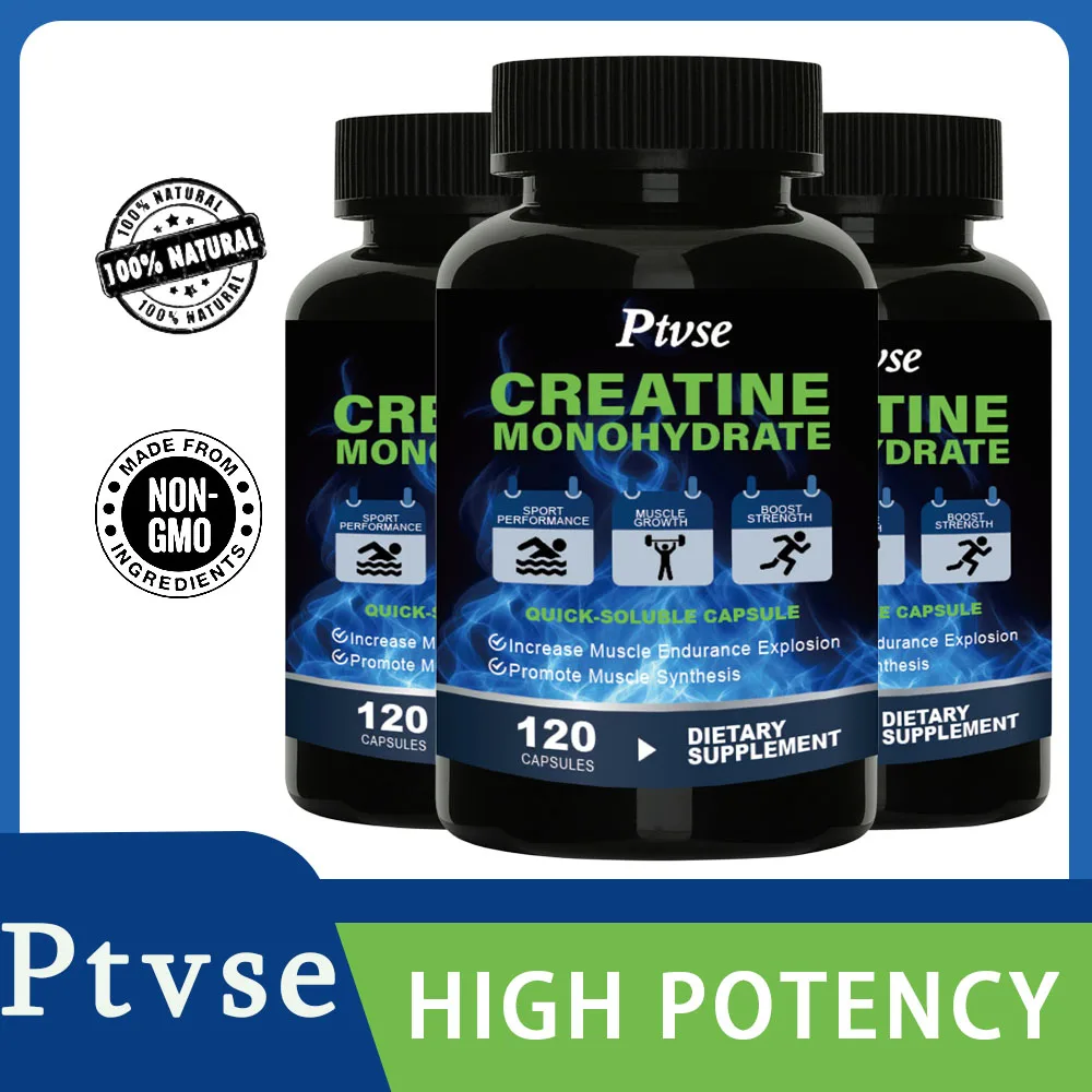 Creatine Capsules Creatine Monohydrate Gain Excavate Strength Build Muscle Recovery Enhance Performance For Adults