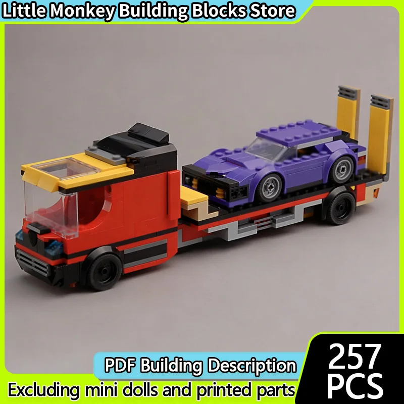 

City Car Model MOC Building Bricks Heavy-Duty Flatbed Transport Trailer Modular Technology Children Holiday Gifts Assemble Toys