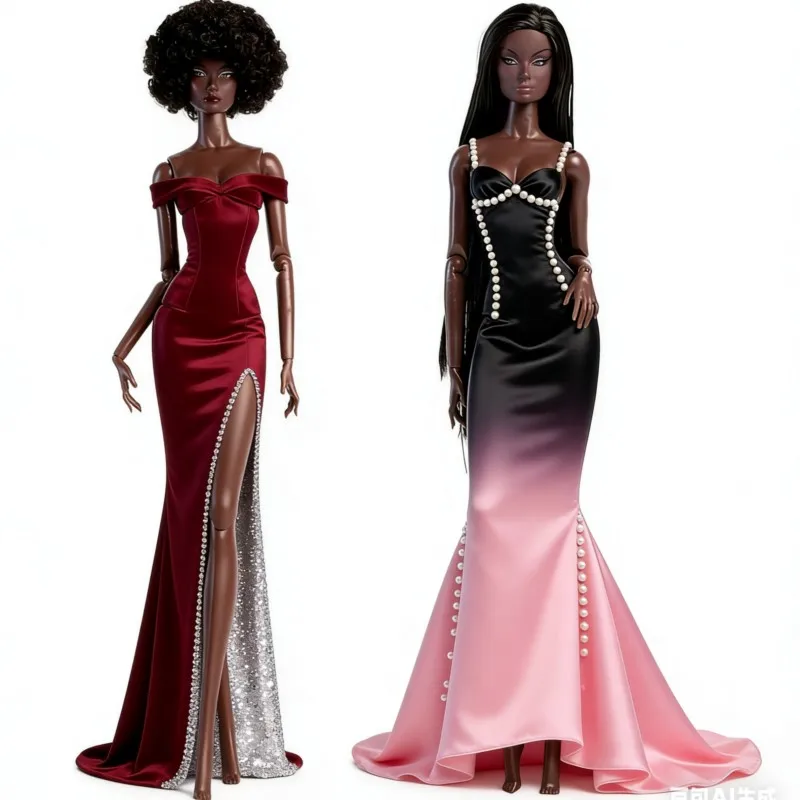 Original 32cm Carbon Black Skin Doll 1/6 Scale Collectible Fashion Doll–Black Skin Supermodel With Articulated Body for Display