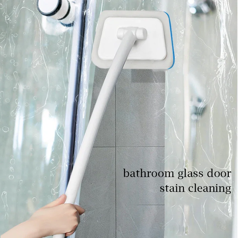 Bathroom Long Handle Cleaning Brush Multifunctional Replaceable Household Bathtub Ceramic Tile Wall Glass Sponge Cleaning Brush