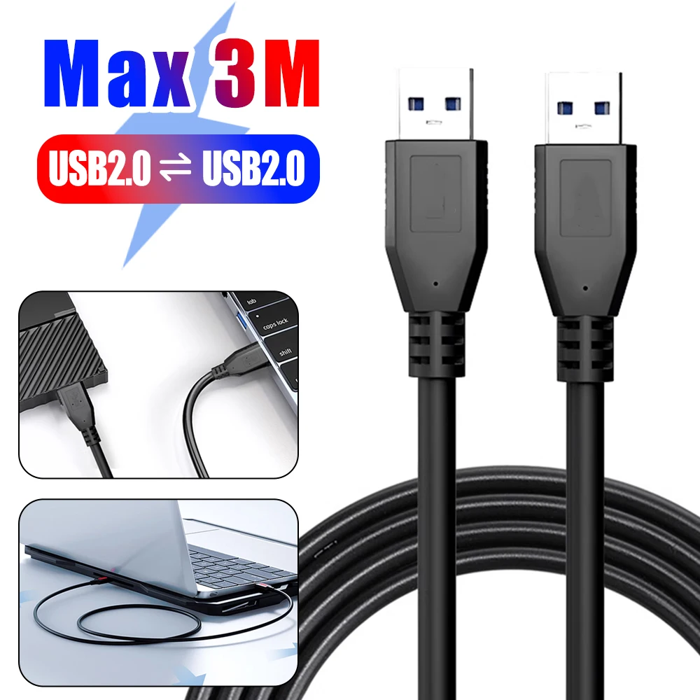 USB A To USB Extension Cable Male To Male High-speed Data Transfer Wire Cord for Webcam USB Keyboard Radiator Flash Drive