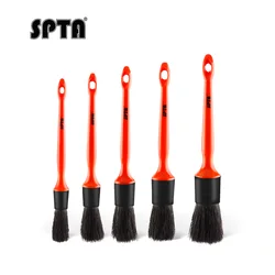 SPTA Handle CarDetail Brush with Natural Boar's Hair Vehicle Interior Cleaning for Seat, Dashboard, Air Outlet