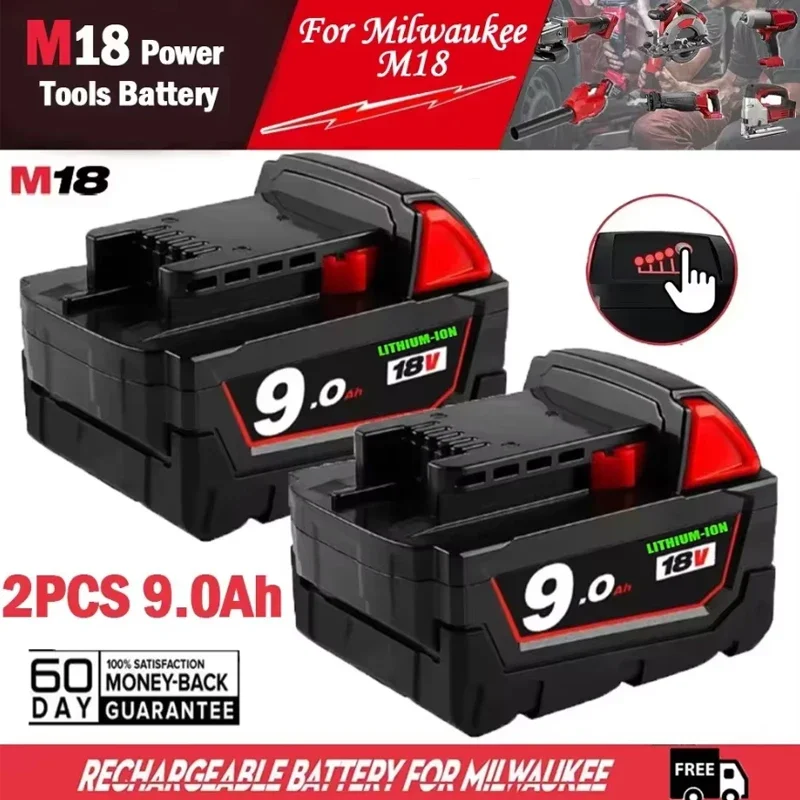 For Milwaukee M18 M18B6 18V XC 12Ah 9Ah 6Ah Li-ion Battery 48-11-1860 /Charger rechargeable battery