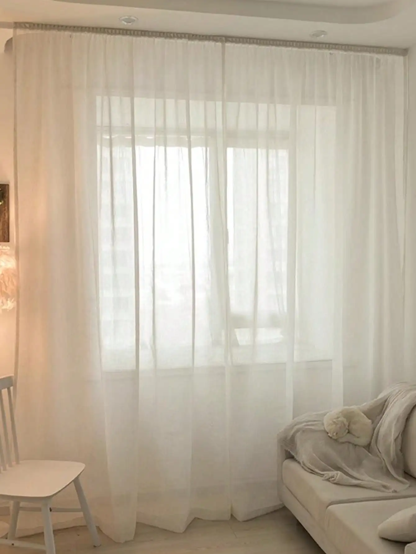 Japanese linen style screen  bedroom living room window screen curtain hook and loop fastener