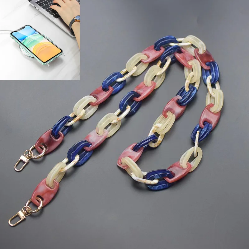 Crossbody Candy Color Chain Phone Case For iphone 14 13 Pro 12 Mini 7 8 SE Corful Transparent Anti-fall Acrylic Protective Cover