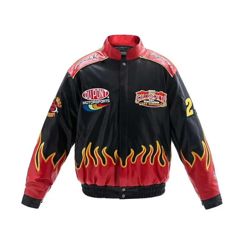 Retro letter LOGO embroidery unisex motorcycle jacket jacket
