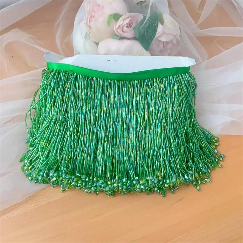 18Color 16cm Wide Glass Beads Tassel Handmade Lace Trim  DIY Wedding Dress Headdress Decoration Accessories RS4047