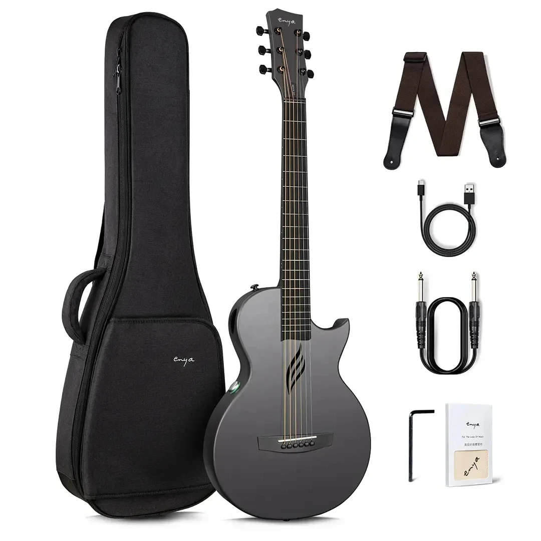 Enya NOVA GO SP1 Electric Guitar Smart Carbon Fiber Acoustic 35 Inch with Pickup, Case, Strap, Cable Travel Guitarra Violão