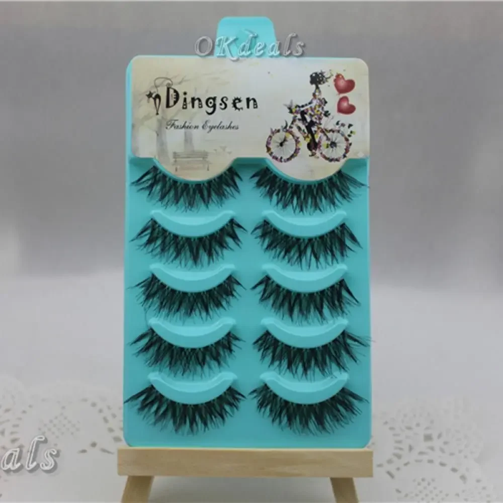 5 Paar kosmetische, dicke, lange, natürliche, schwarze, handgefertigte falsche Wimpern, Wimpernverlängerung