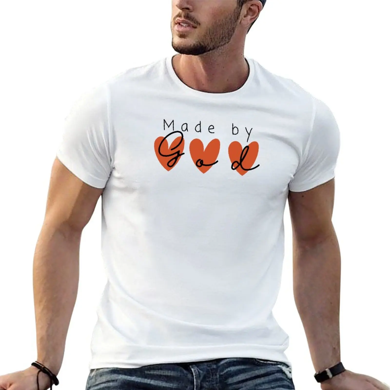 

Made by God with Hearts T-Shirt t shirts for man pack white men t shirt cotton 100% T-Shirt