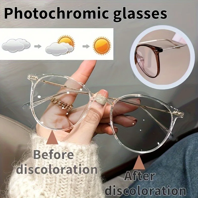 

Photochromic Vintage for Women, Classic Metal Frame Glasses with Anti-Reflective Lenses for Driving