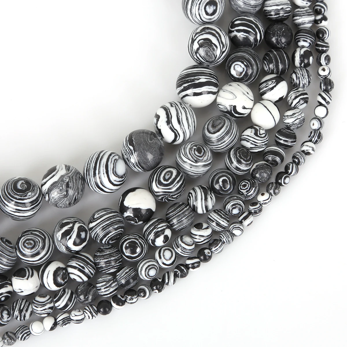 Neue 4mm Malachit Naturstein Armbänder, gestreifte runde lose Spacer-Perlen für die Schmuckherstellung, DIY Armband, Halskette – Detail 3