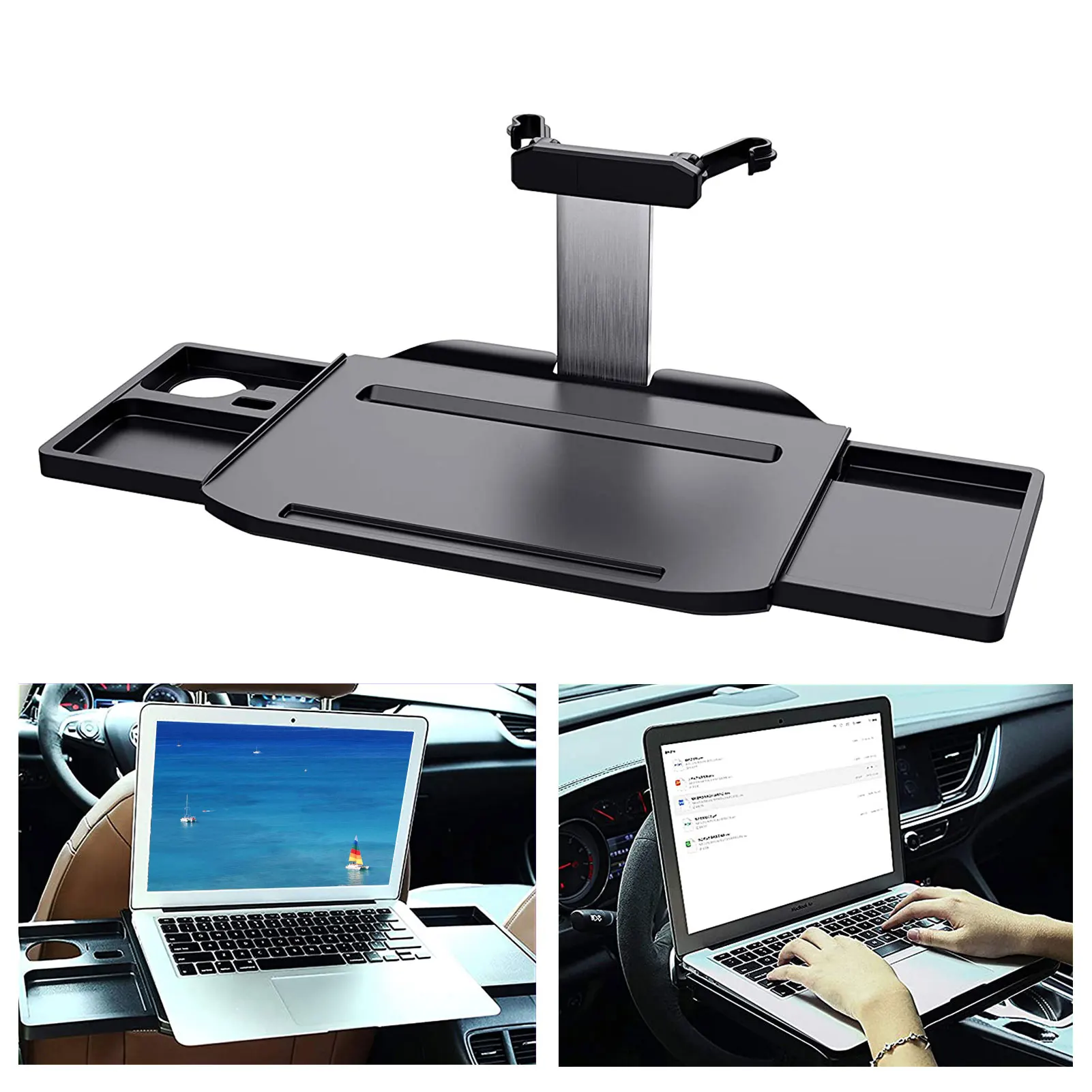 

Universal Car Laptop Desk Trestle Table Portable Folding Meal Table Steering Wheel Tray Work Study Table Plate 22.8X9.8X7.8 Inch