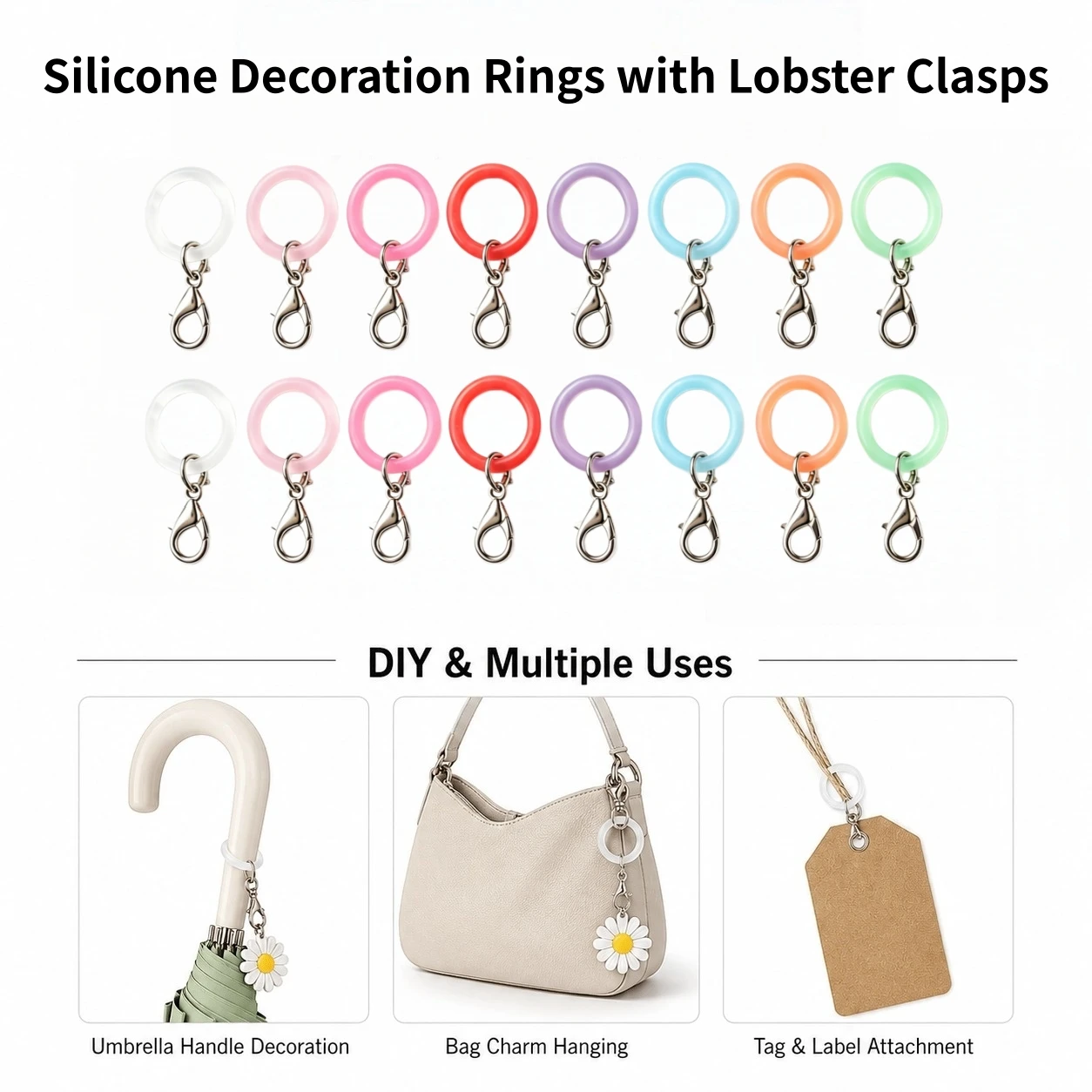 20Pcs O-Ring Lobster Clasp Set, DIY Jewelry Accessories for Umbrellas, Keychains, Bag Charms & Bracelets image 3