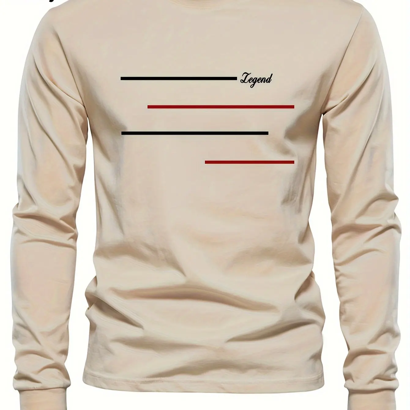

New men's long sleeved round neck classic letter print autumn and winter casual versatile T-shirt top