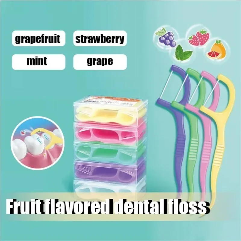 30/50Pcs Fruit Flavored Dental Floss Picks Individually Wrapped Disposable Tooth Floss Sticks Oral Hygiene Teeth Cleaning Tools